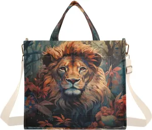 Lively Lion Corduroy Tote Bag for Women Hobo Crossbody Bag Purse Stylish Shoulder Handbag Messenger Bags, S