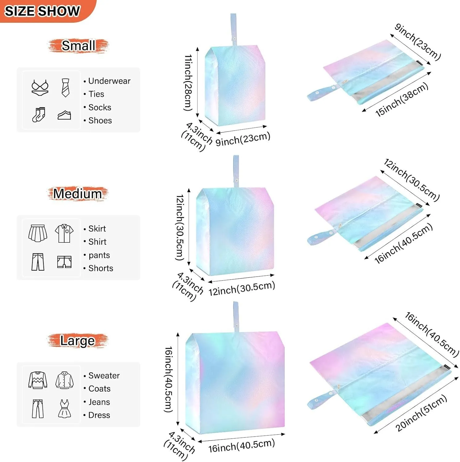 Luggage Space Saver, Luggages Management Personnel, Blur Purple Blue, With Zipper, 3 Set Travel Packing Cubes For Suitcases, Garment Bag Closet Storage