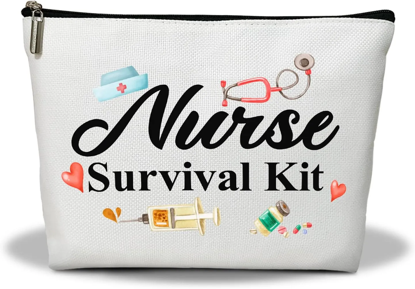 Makeup Bag, Nurse Practitioner Travel Makeup Organizer Bag, Nurse Survival Kit, Portable Toiletry Makeup Pouch, Storage Makeup Zipper Bag, Appreciation Gift for Women Nursing Students -03