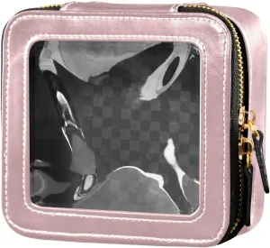 MCHIVER Light Pink Cosmetic Bags Clear Makeup Bag Travel Toiletry Bag with Zipper Small Makeup Case for Girls Women