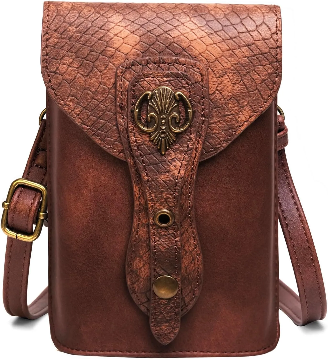 Medieval Leather Belt Pouch  Versatile Renaissance Bag for Ren Faire, Crossbody Cell Phone Holder, and Fairy Accessories - Brown Viking