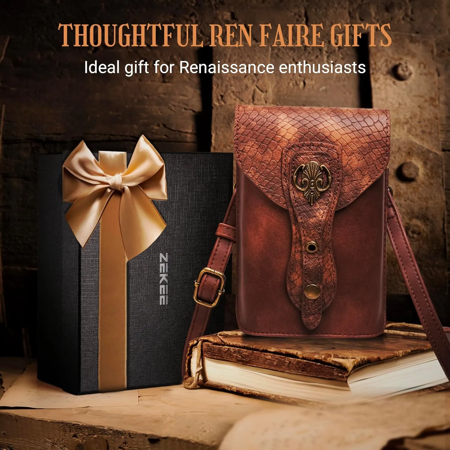 Medieval Leather Belt Pouch  Versatile Renaissance Bag for Ren Faire, Crossbody Cell Phone Holder, and Fairy Accessories - Brown Viking