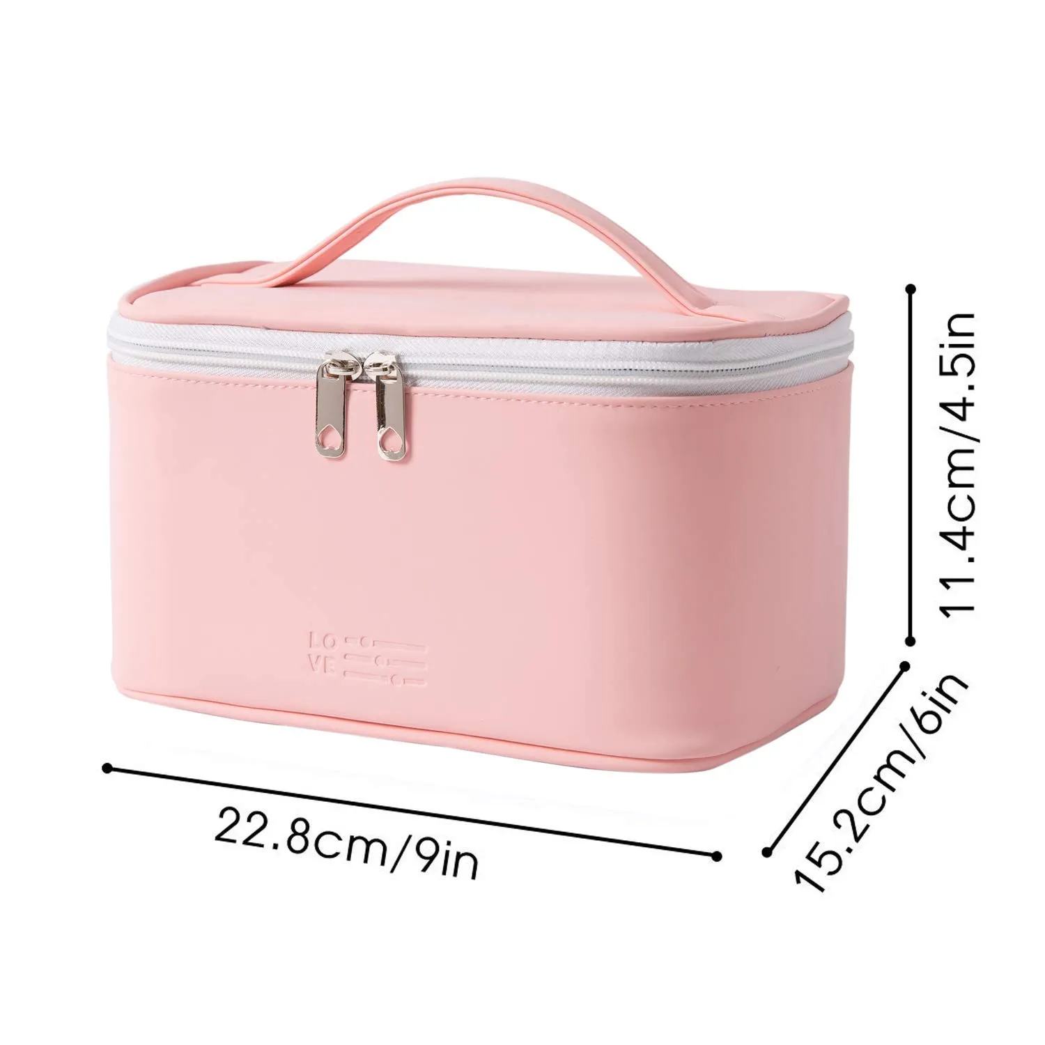 Meiyuuo Makeup Bag Cosmetic Bags Medium Travel Pouch for Women Girls Portable Toiletry Case Organizer Waterproof Cute (Light Pink)