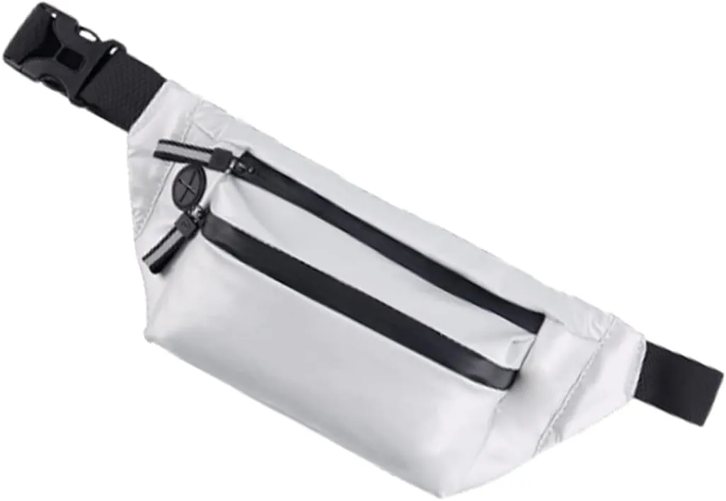 Men Messenger Bag Stylish Leisure Waist Bag for Outdoor Sports Camping and Travel Silver Versatile Sling Design with Capacity and Smooth Zipper for Easy Organization