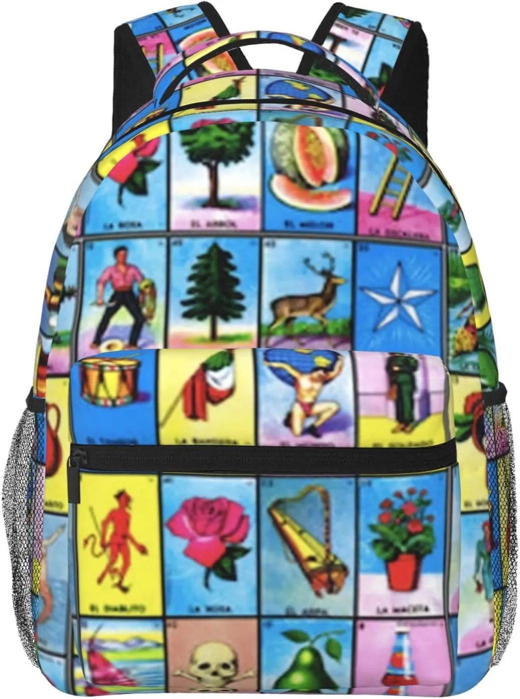 Mexican Loteria Cards Backpack Lightweight Double Shoulder Backpack Casual Laptop Backpacks For Women Men Travel