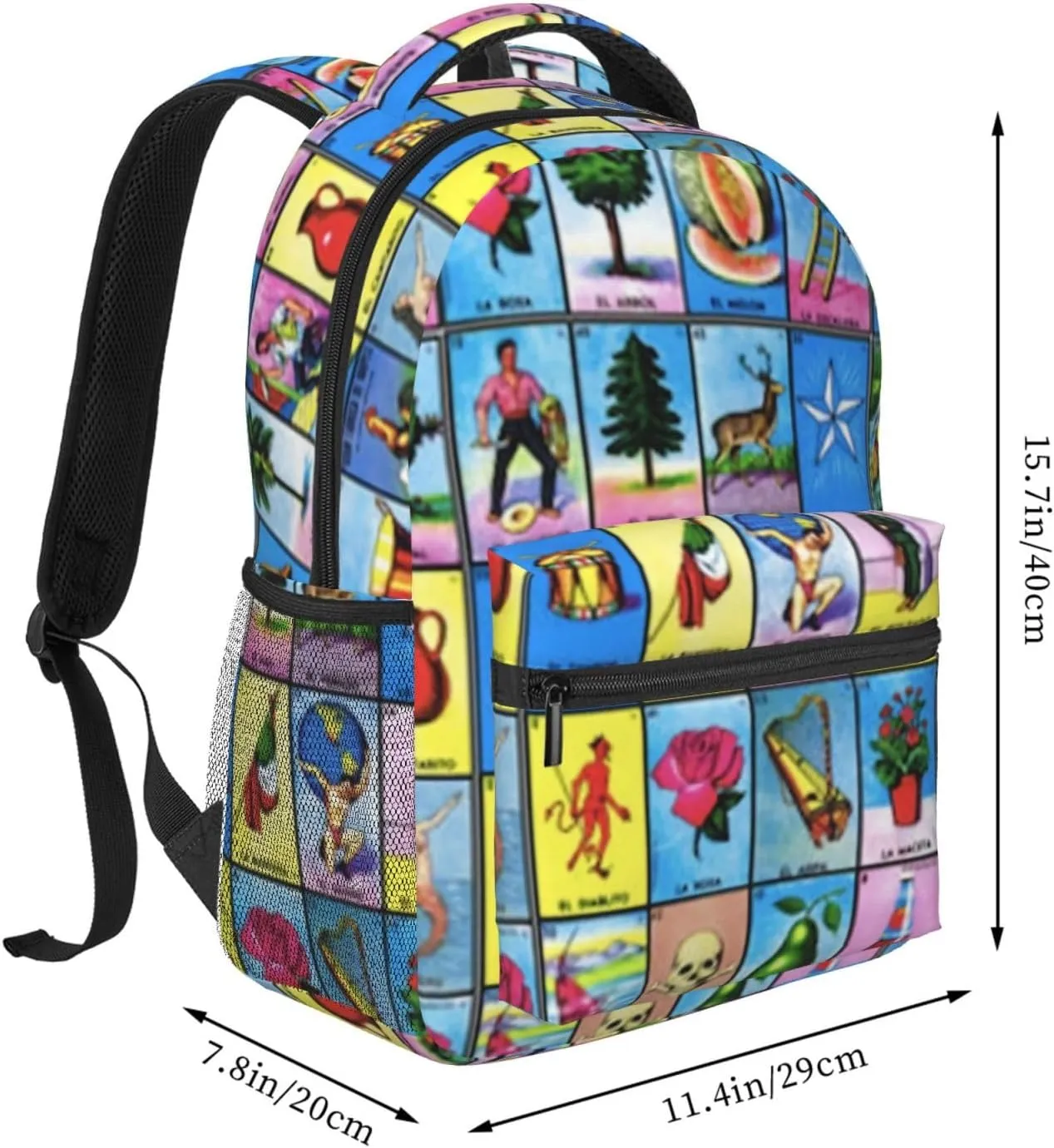 Mexican Loteria Cards Backpack Lightweight Double Shoulder Backpack Casual Laptop Backpacks For Women Men Travel