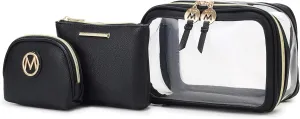 MKF Collection 3PCS Stylish Cosmetic Bag Portable Makeup Travel Organizer Case With 7 Makeup Brushes by Mia K