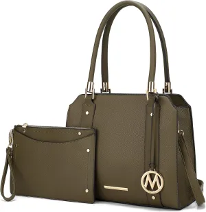 MKF Collection Crossbody Shoulder Handbag with wristlet for Women, Vegan Leather Top-Handle Satchel Purse bag