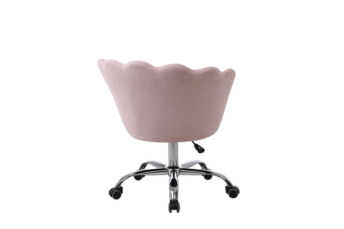 Modern Home Office Chair, Cute Velvet Upholstered Shell Chair Adjustable Swivel Vanity Chair for Women, Pink