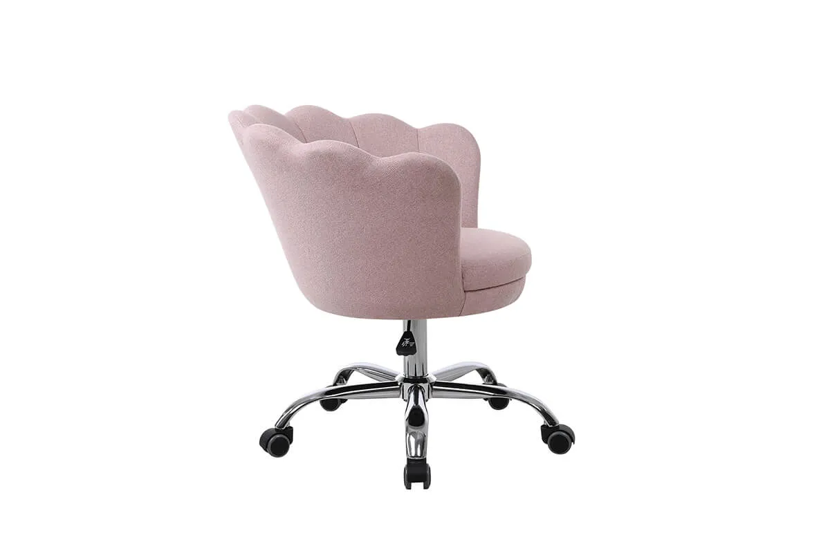 Modern Home Office Chair, Cute Velvet Upholstered Shell Chair Adjustable Swivel Vanity Chair for Women, Pink