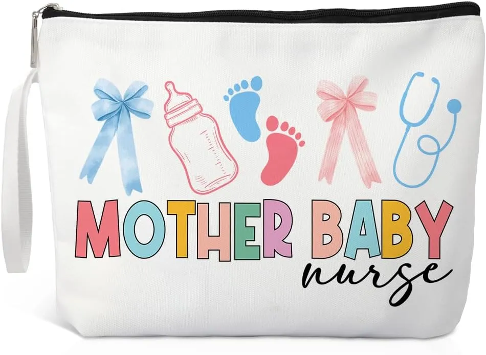 Mother Baby Nurse Makeup Bag, Funny Cosmetic Bag for Obstetrics Nurse, Mother Baby Nurse Appreciation Gifts, Postpartum Nurse Gifts for Women, Neonatal Gifts for Her