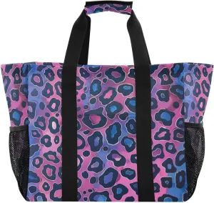 Nander Beautiful Colorful Leopard Print Foldable Tote Bag Waterproof Sandproof Women Beach Bag Handbag Gym Bag