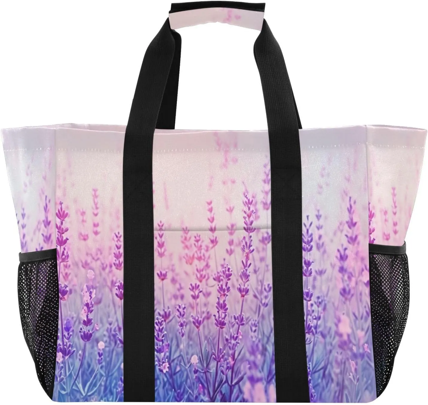 Nander Beautiful Lavender Foldable Tote Bag Waterproof Sandproof Women Beach Bag Handbag Gym Bag Travel Shopping Bag