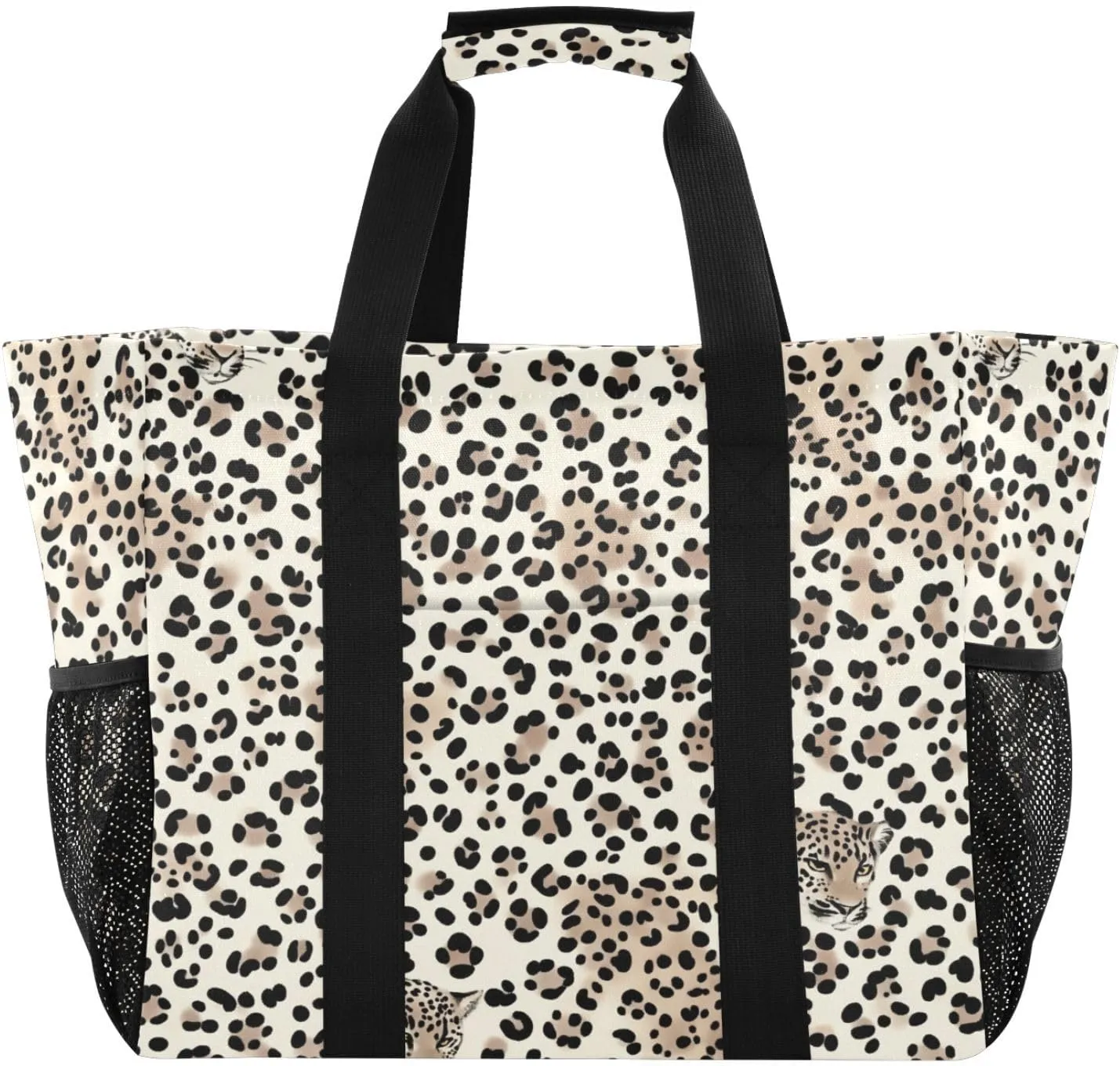 Nander Beautiful Leopard Print Foldable Tote Bag Waterproof Sandproof Women Beach Bag Handbag Gym Bag