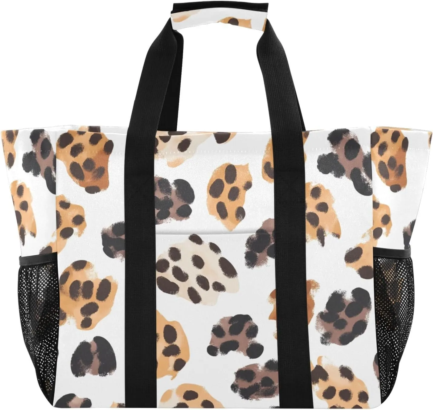 Nander Beautiful Leopard Print Foldable Tote Bag Waterproof Sandproof Women Beach Bag Handbag Gym Bag