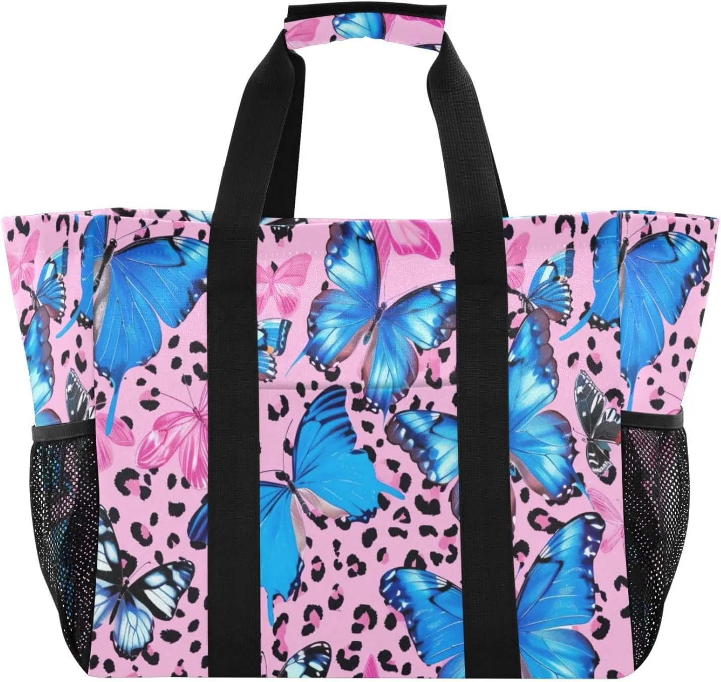 Nander Beautiful Leopard Print Texture Foldable Tote Bag Waterproof Sandproof Women Beach Bag Handbag Gym Bag