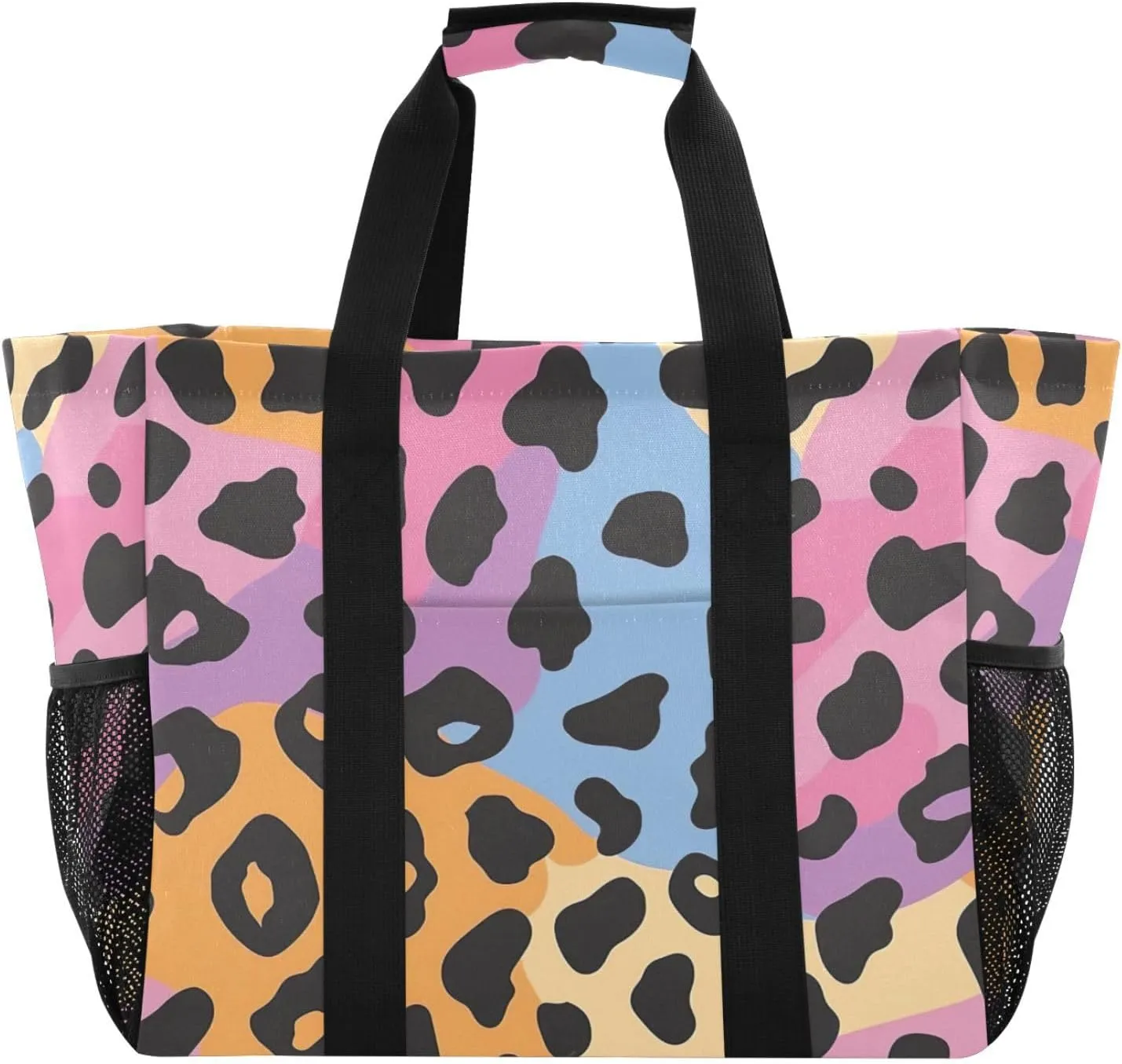 Nander Beautiful Leopard Print Texture Foldable Tote Bag Waterproof Sandproof Women Beach Bag Handbag Gym Bag