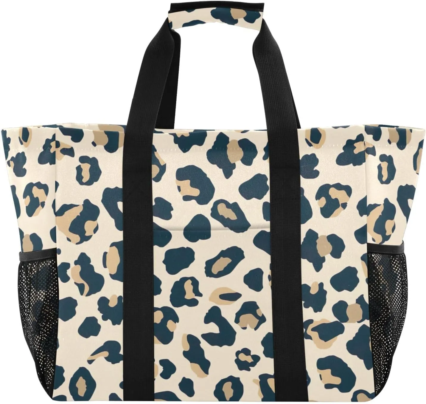 Nander Beautiful Leopard Print Texture Foldable Tote Bag Waterproof Sandproof Women Beach Bag Handbag Gym Bag