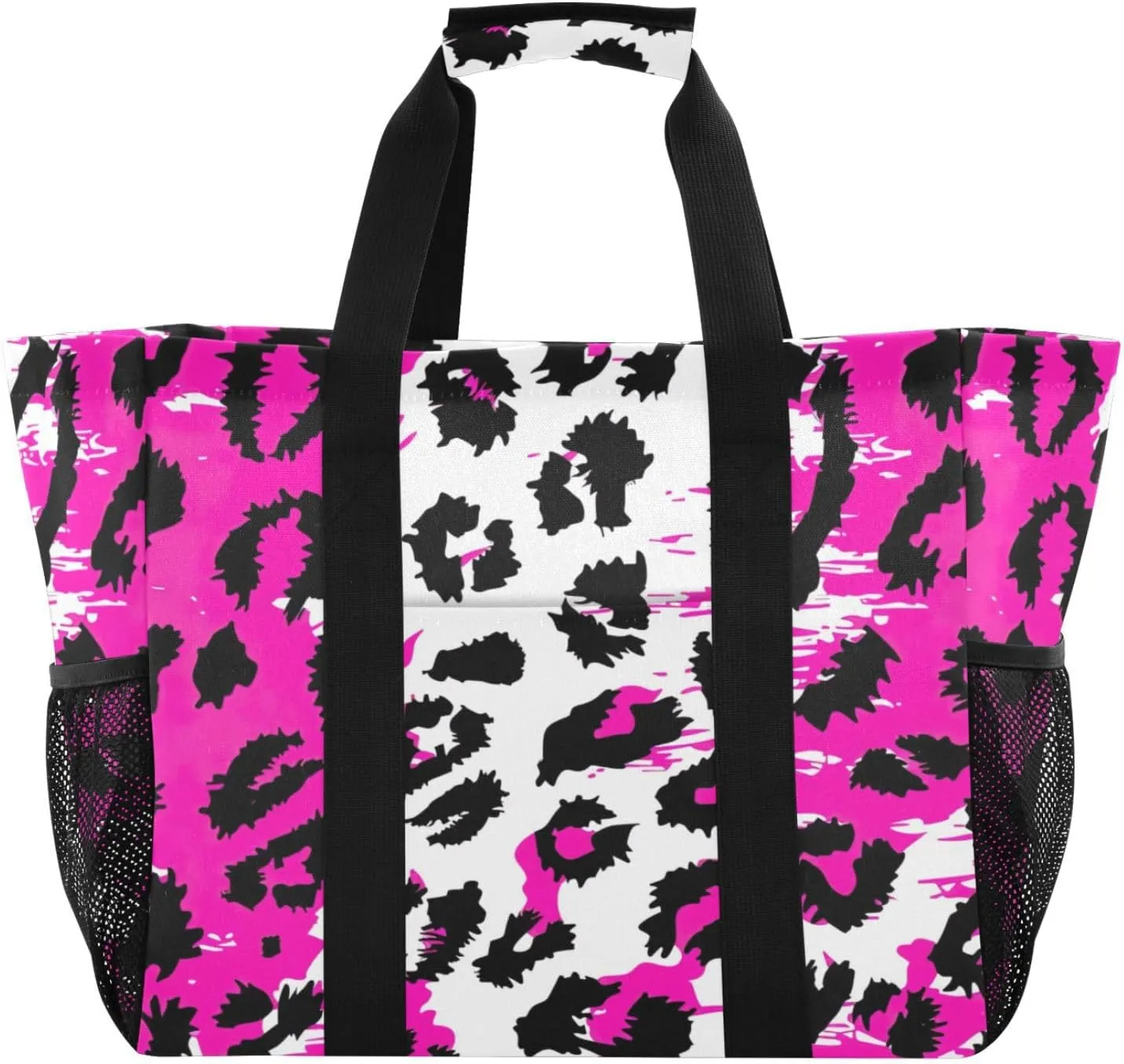Nander Beautiful Leopard Print Texture Foldable Tote Bag Waterproof Sandproof Women Beach Bag Handbag Gym Bag