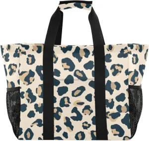 Nander Beautiful Leopard Print Texture Foldable Tote Bag Waterproof Sandproof Women Beach Bag Handbag Gym Bag