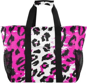 Nander Beautiful Leopard Print Texture Foldable Tote Bag Waterproof Sandproof Women Beach Bag Handbag Gym Bag