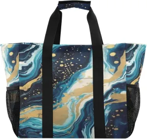 Nander Beautiful Paint Texture Foldable Tote Bag Waterproof Sandproof Women Beach Bag Handbag Gym Bag Travel Shopping Bag