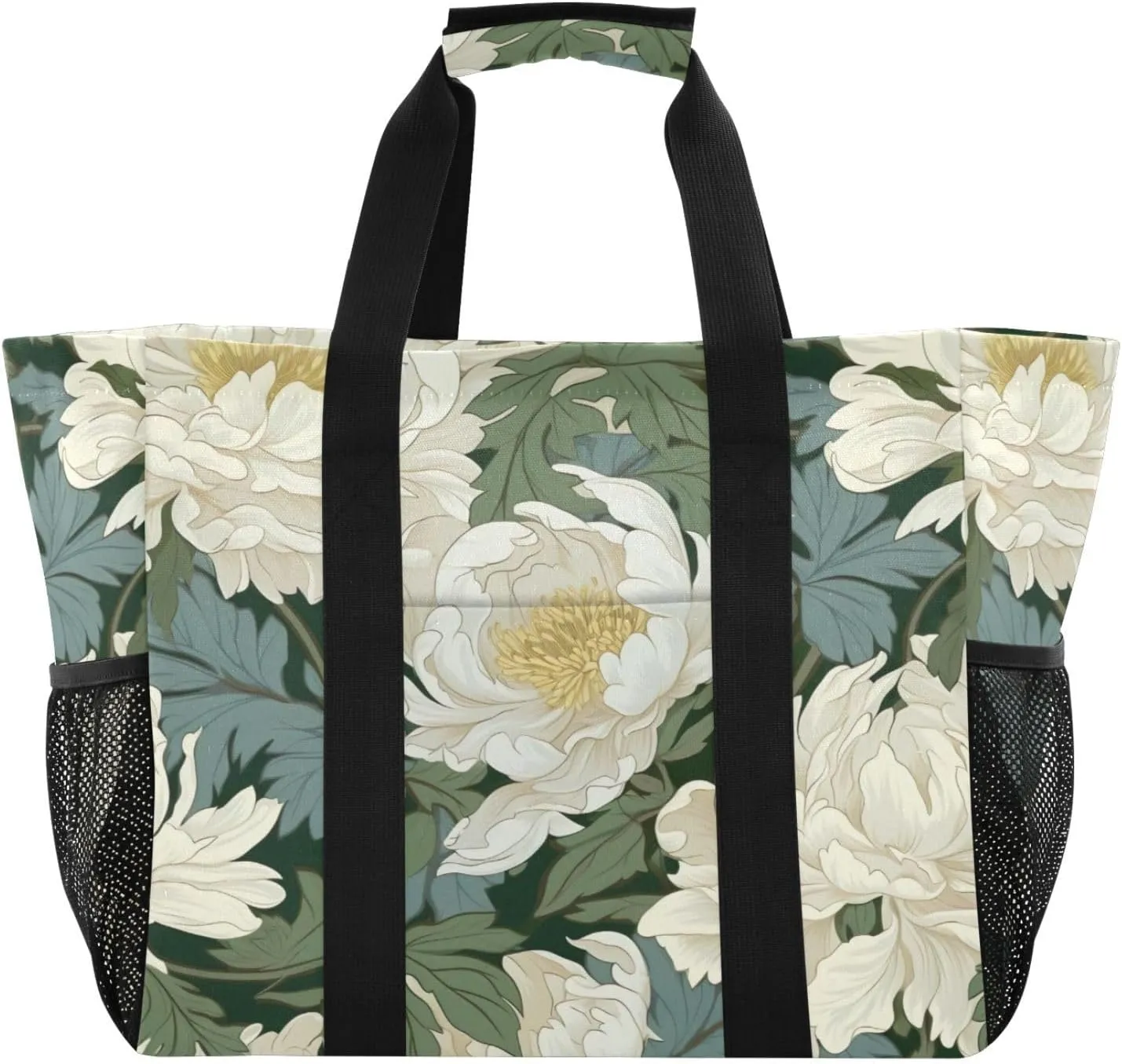 Nander Beautiful Wildflowers Foldable Tote Bag Waterproof Sandproof Women Beach Bag Handbag Gym Bag Travel Shopping Bag