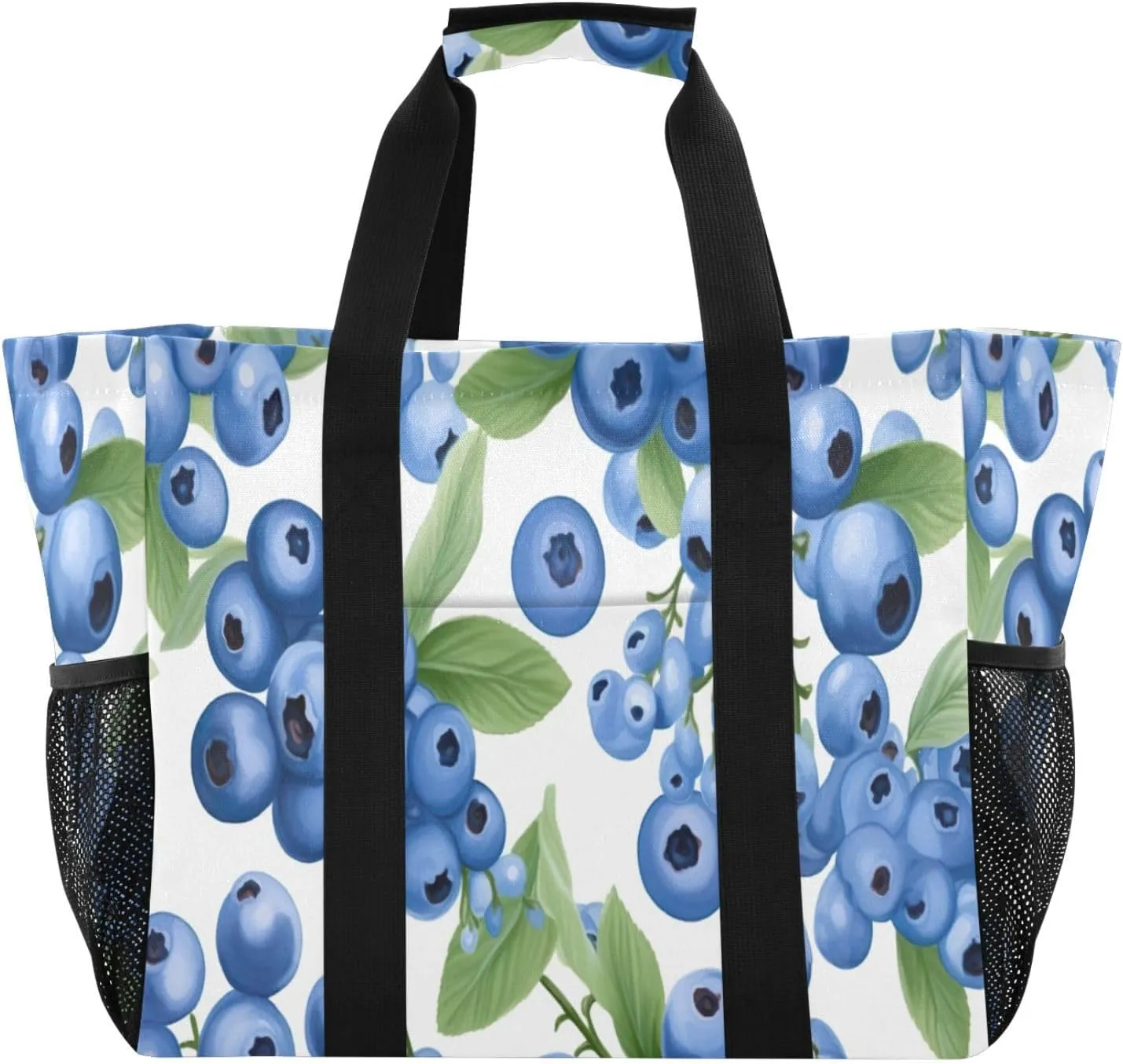 Nander Blueberries Foldable Tote Bag Waterproof Sandproof Women Beach Bag Handbag Gym Bag Travel Shopping Bag