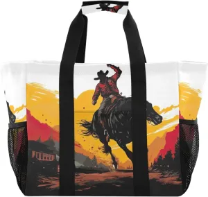 Nander Bullfighting Warrior Foldable Tote Bag Waterproof Sandproof Women Beach Bag Handbag Gym Bag Travel Shopping Bag