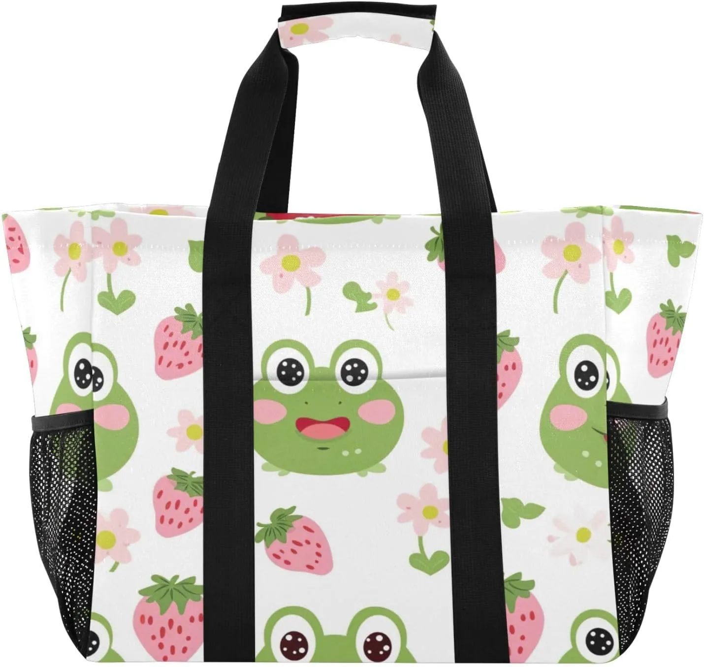 Nander Cartoon Frog Foldable Tote Bag Waterproof Sandproof Women Beach Bag Handbag Gym Bag Travel Shopping Bag
