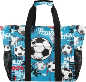 Nander Cool Football Foldable Tote Bag Waterproof Sandproof Women Beach Bag Handbag Gym Bag Travel Shopping Bag