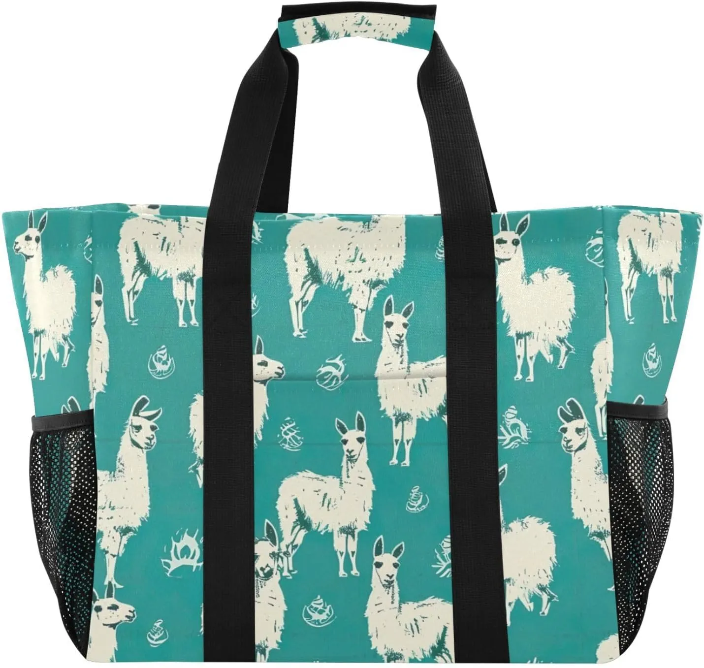 Nander Cute Alpaca Foldable Tote Bag Waterproof Sandproof Women Beach Bag Handbag Gym Bag Travel Shopping Bag
