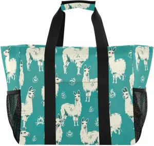 Nander Cute Alpaca Foldable Tote Bag Waterproof Sandproof Women Beach Bag Handbag Gym Bag Travel Shopping Bag