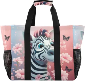 Nander Cute Zebras Foldable Tote Bag Waterproof Sandproof Women Beach Bag Handbag Gym Bag