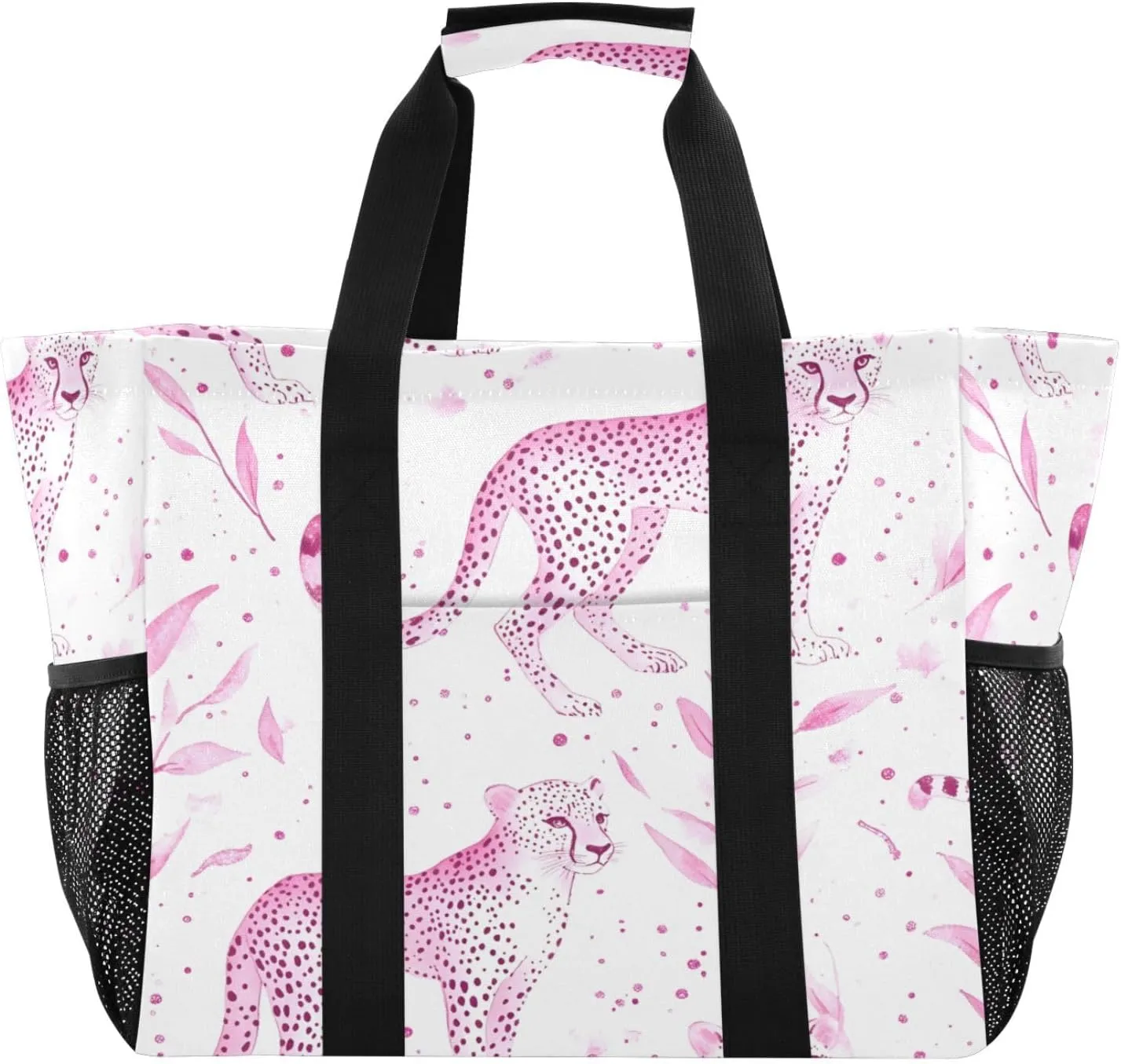 Nander Elegant Leopard Foldable Tote Bag Waterproof Sandproof Women Beach Bag Handbag Gym Bag