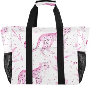 Nander Elegant Leopard Foldable Tote Bag Waterproof Sandproof Women Beach Bag Handbag Gym Bag