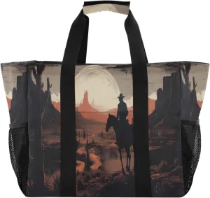 Nander Grey Desert Army Cowboy Foldable Tote Bag Waterproof Sandproof Women Beach Bag Handbag Gym Bag Travel Shopping Bag