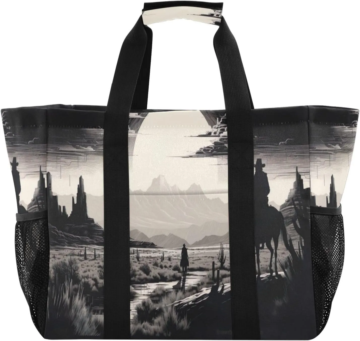 Nander Grey Desert Army Cowboy Foldable Tote Bag Waterproof Sandproof Women Beach Bag Handbag Gym Bag Travel Shopping Bag