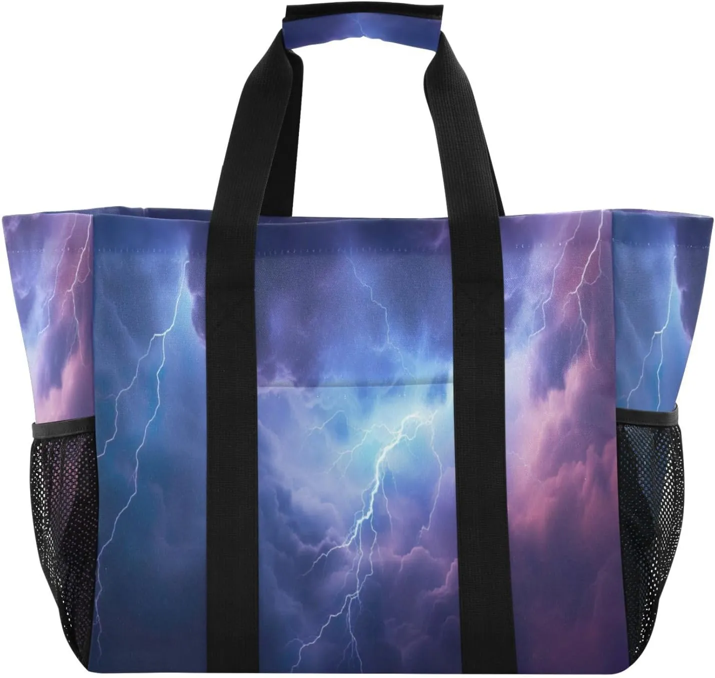 Nander Lightning Foldable Tote Bag Waterproof Sandproof Women Beach Bag Handbag Gym Bag Travel Shopping Bag
