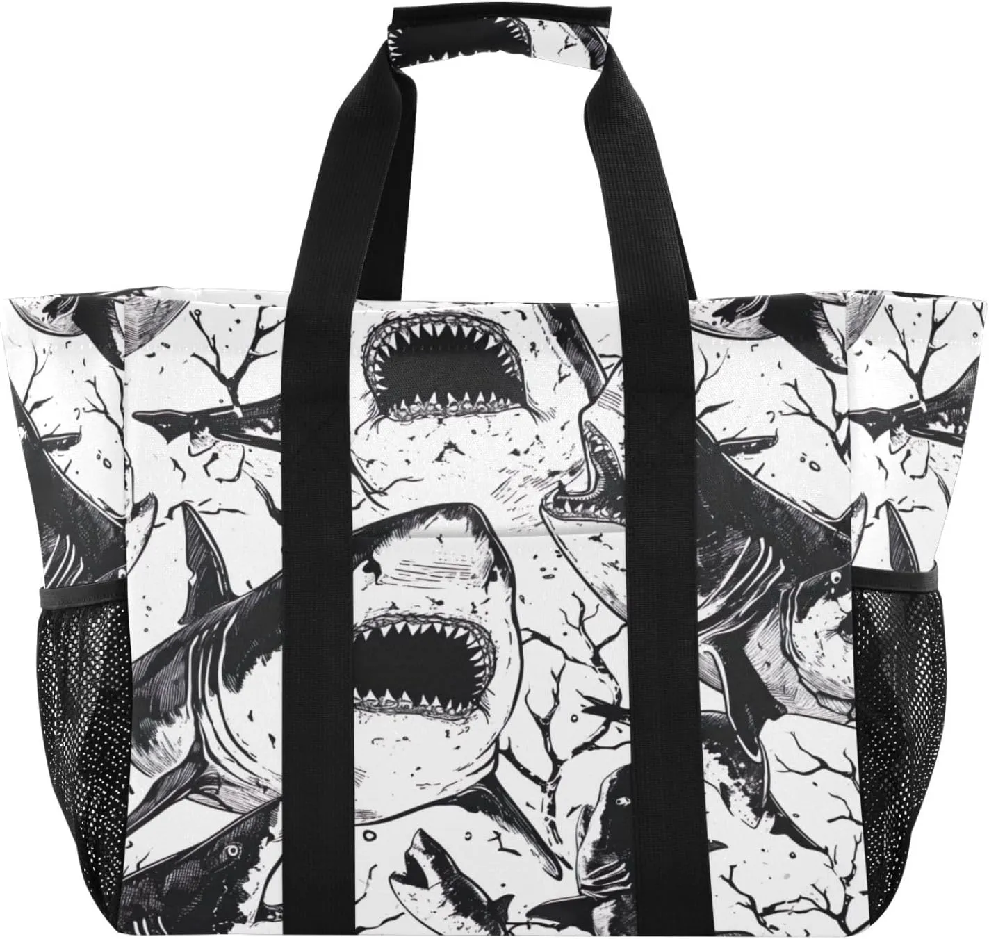 Nander Shark Foldable Tote Bag Waterproof Sandproof Women Beach Bag Handbag Gym Bag Travel Shopping Bag