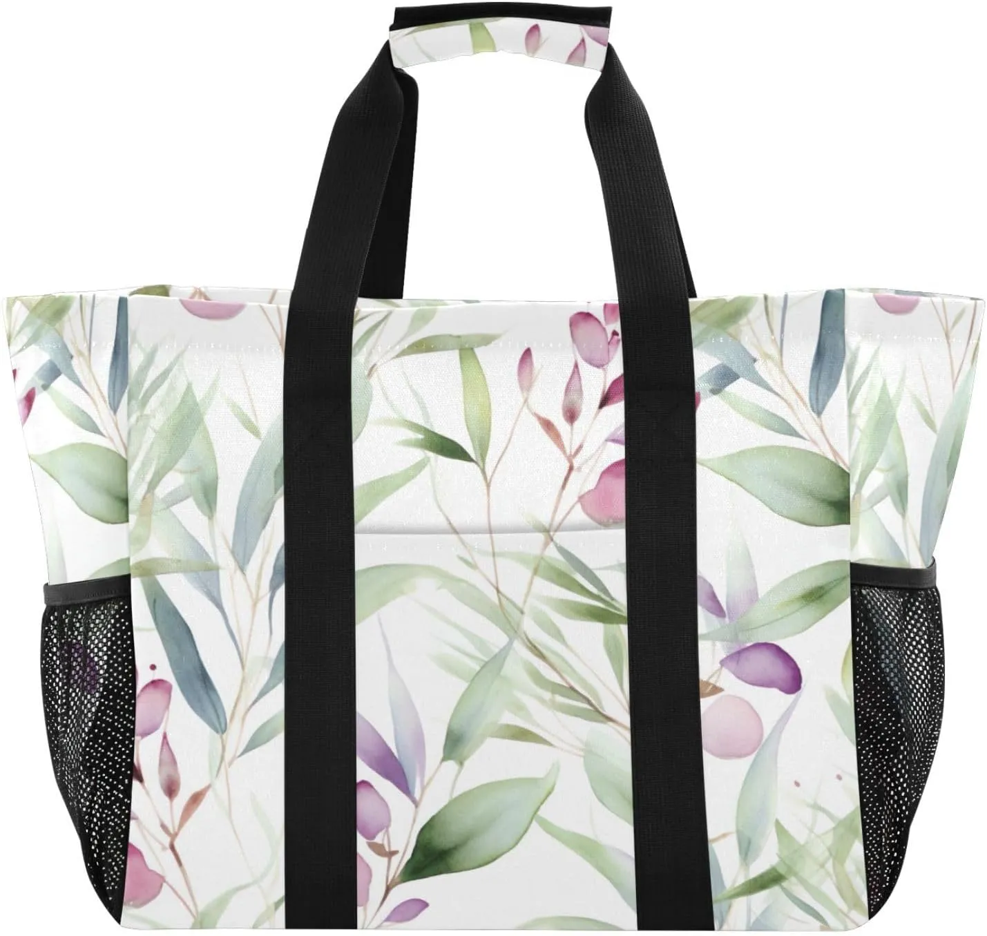 Nander Spring Flowers Foldable Tote Bag Waterproof Sandproof Women Beach Bag Handbag Gym Bag Travel Shopping Bag
