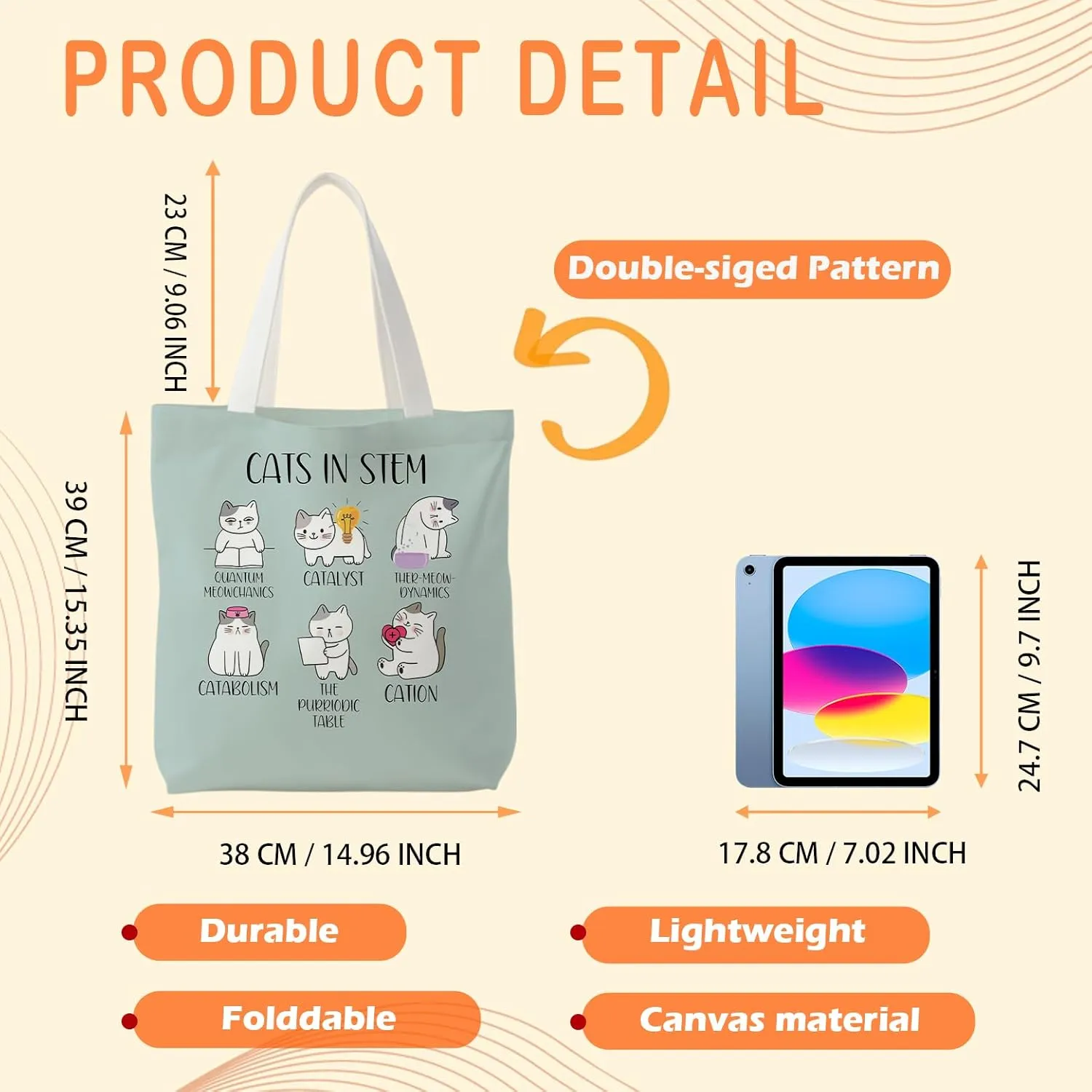 NATSUNO Canvas Tote Bag,Science Graduation Gifts,Tote Bags for Women,Reusable Grocery Bags