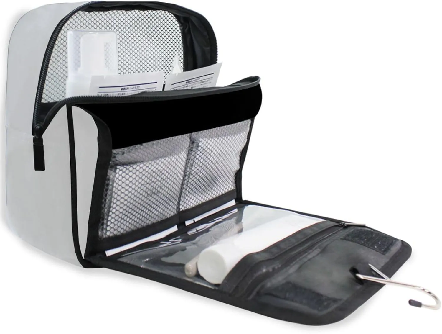 ODAWA Hanging Travel Makeup Organizer Light Gray Toiletries Makeup Bag