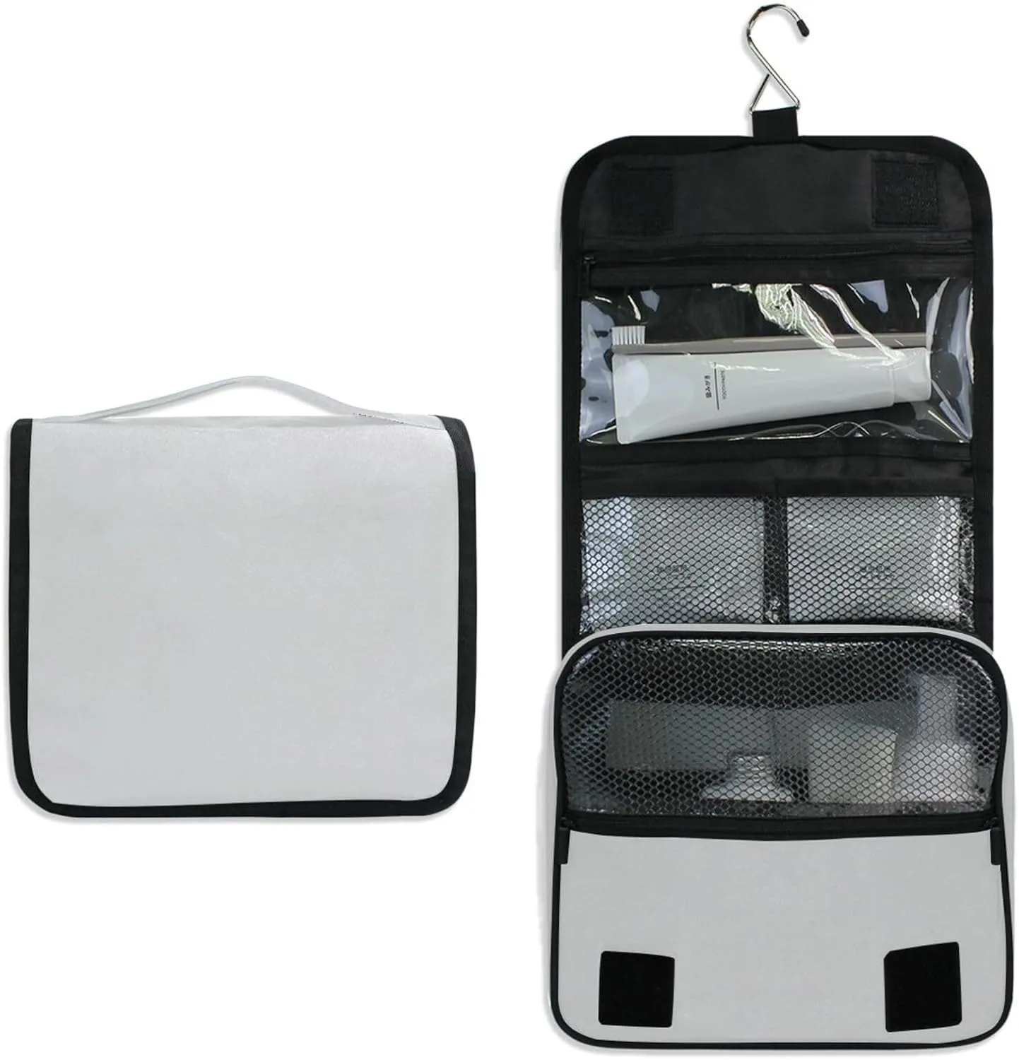 ODAWA Hanging Travel Makeup Organizer Light Gray Toiletries Makeup Bag