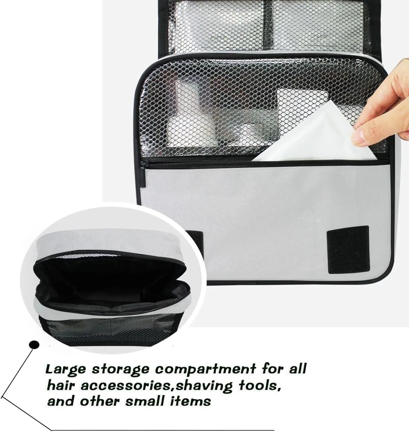 ODAWA Hanging Travel Makeup Organizer Light Gray Toiletries Makeup Bag