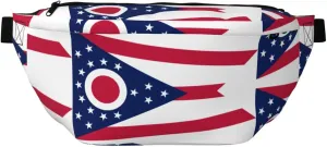 Ohio State Flag Stylish Crossbody Waist Pack - Versatile And Compact Travel Pouch For Hands-Free Storage, Black, PBYB-12185A