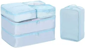 Packing Cubes for Suitcase Stow and Go Travel Luggage Organizer Suitcase Organizer Bag 6 Set (Light Blue)