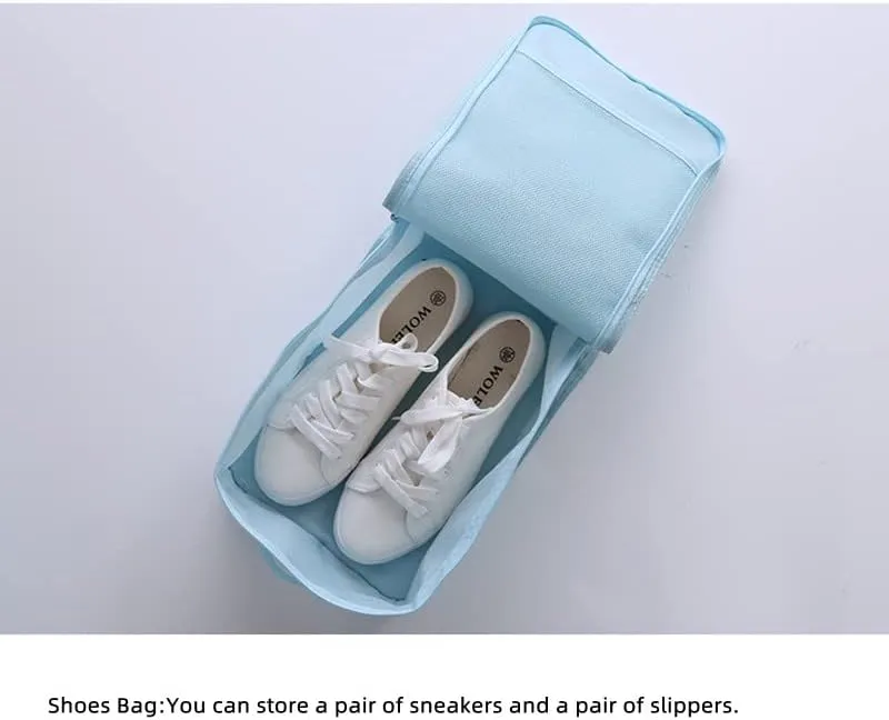 Packing Cubes for Suitcase Stow and Go Travel Luggage Organizer Suitcase Organizer Bag 6 Set (Light Blue)