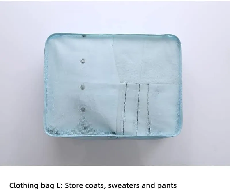 Packing Cubes for Suitcase Stow and Go Travel Luggage Organizer Suitcase Organizer Bag 6 Set (Light Blue)