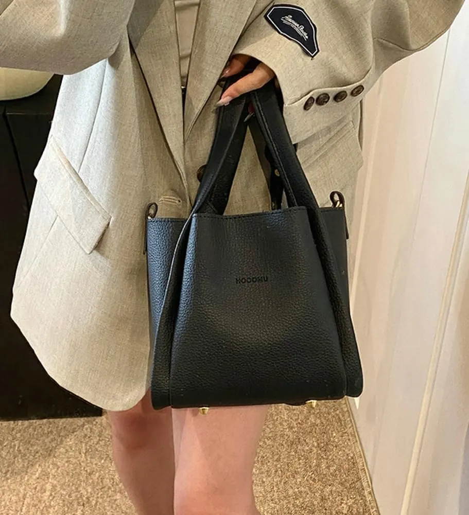 PU Leather Bucket Bags Vegetable Basket for Women Medium handbag Removable Shoulder Strap